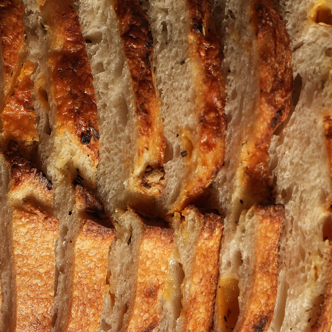 Roasted Garlic Cheddar Sourdough Bread